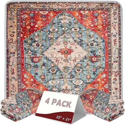 FUMMI 4 Pack Reusable Waterproof Incontinence Bed & Chair Pads, 22 x 21 Extra Heavy Absorbency, Soft Flannel Surface, Machine Washable for Dogs, Adults & Babies Red, 22 21