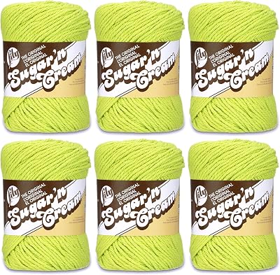 Lily Sugarn Cream Yarn Bulk Buyolids 6-Pack Hot Green 102001-1712