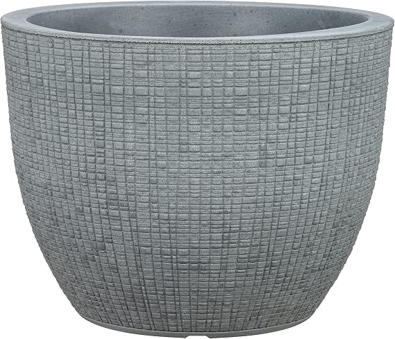 Scheurich Barceo 30 Round Planter/Planter - Stony Grey - Made with Recycled Plastic - Outdoor Use