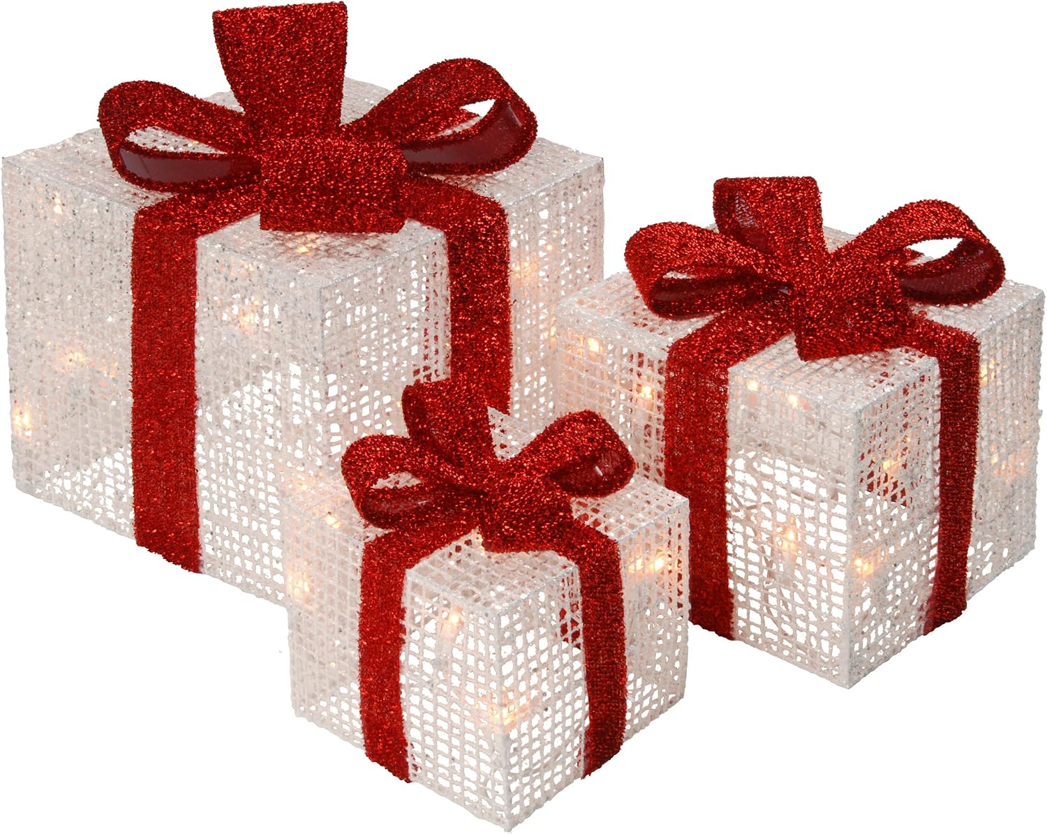 National Tree Set of 3 White Thread Giftbox with 35 Clear Indoor/Outdoor Lights (MZC-395)