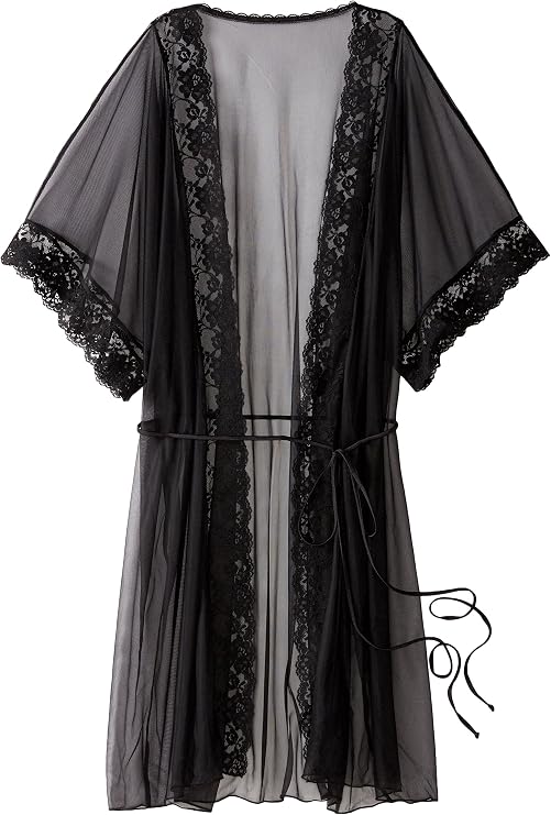 Shirley of Hollywood Women's Sheer Lace Trimmed Robe