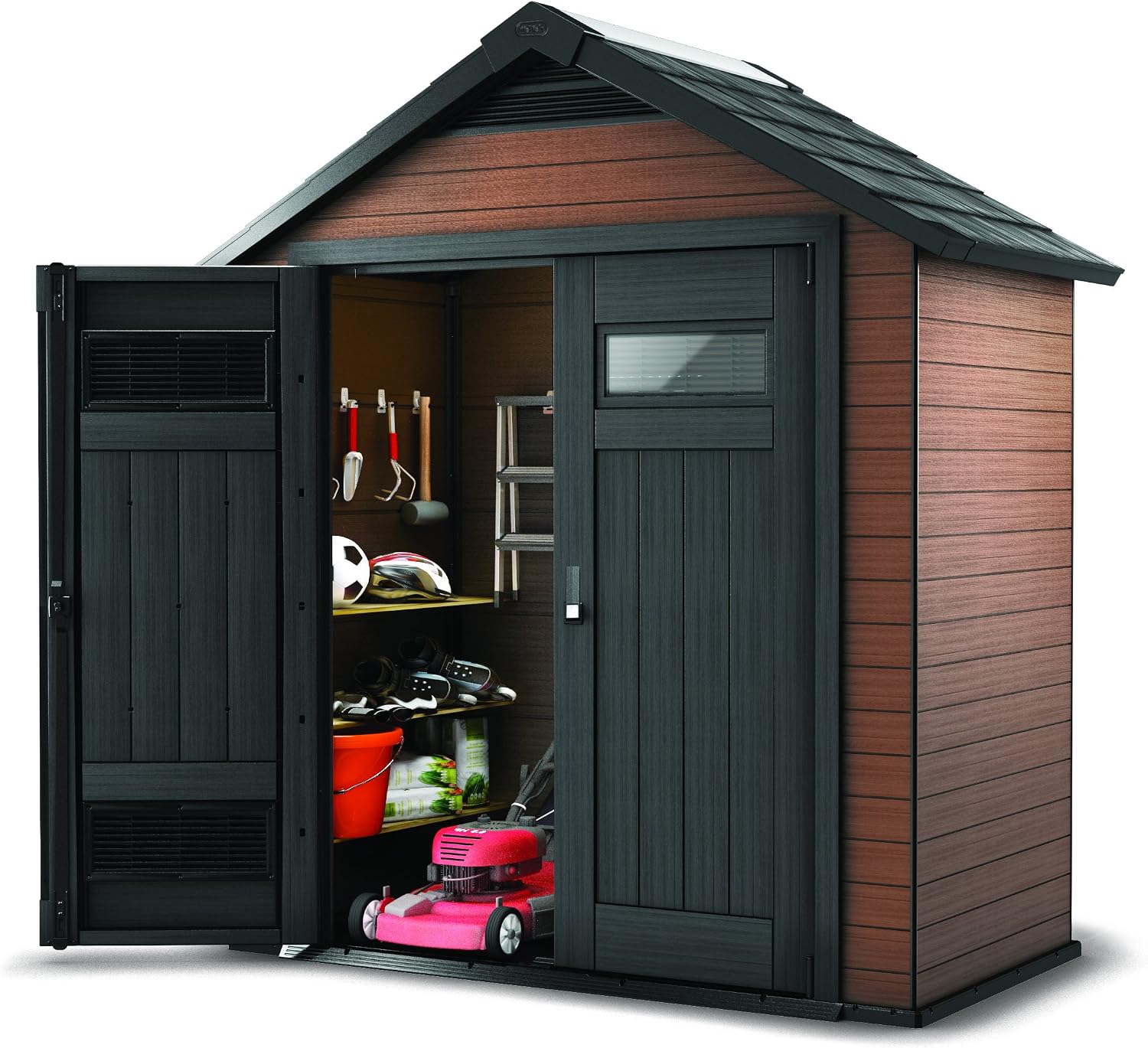 Keter 219883 Storage Shed, Large, Mahogany