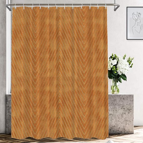 Shrahala Wood Bamboo Rustic Decorative Shower Curtain, Weave Wood Pattern Texture Bamboo Seamless Organic for Home Decor Bathtubs Bathroom Decor Waterproof Shower Curtain 72x72 inch