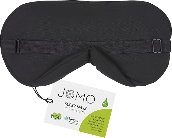 100% Tencel Sleep Eye Mask - Black - Superior to Cotton - Light Blocking Travel Blindfold for Men & Women - Ultra-Soft & Comfortable with Adjustable Strap for Restful Sleep - by JoMo