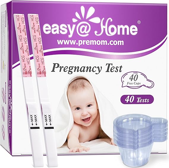 easy@Home Pregnancy Test Strips 40 Pack with Urine Cups