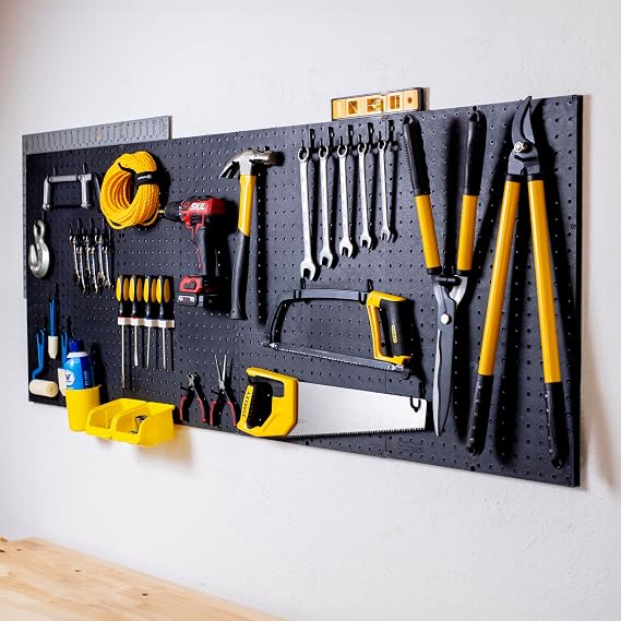 WallPeg 24" x 48" Garage Pegboard Kit (PK-3-B) with Peg Board Panels, Hooks for Tool Organizer, Garage Storage