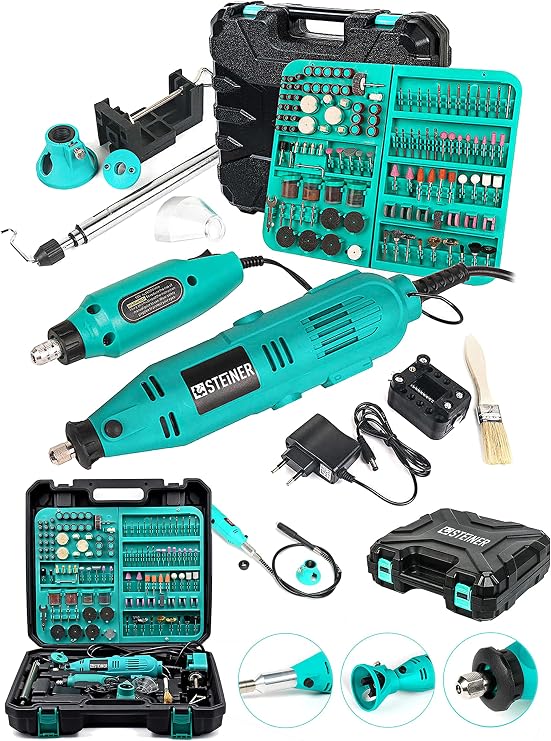Steiner German 400 Watt 352 Piece 6 Stage Speed Adjustable Hobby Engraving Set Mini Grinding