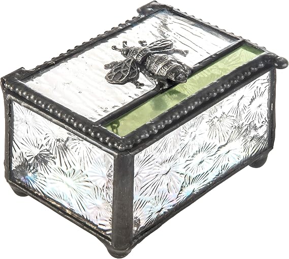 J Devlin -Bee Trinket Box Glass Jewelry Keepsake Display Small Decorative Boxes - Box 753