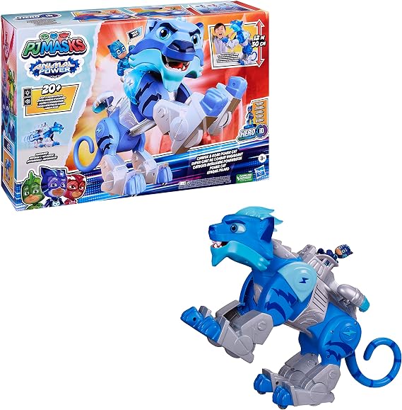 PJ Masks Animal Power Charge and Roar Power Cat Preschool Toy, Motorized Toy with 20+ Lights and Sounds, 3 Years and Up