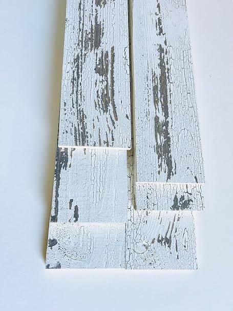 Hobby Board Rustic Weathered White Barnwood Solid Wood Planks for DIY Crafts, Projects and Decor (6 Planks - 2.5" Wide x 12" Long)