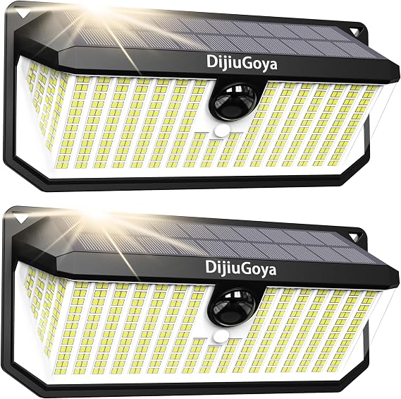 466 LED Solar Lights Outdoor Motion Sensor 4000LM Wall lamp Powered with 3 Modes IP68 Waterproof for Yard Fence Front Deck Garden Garage 2Pack