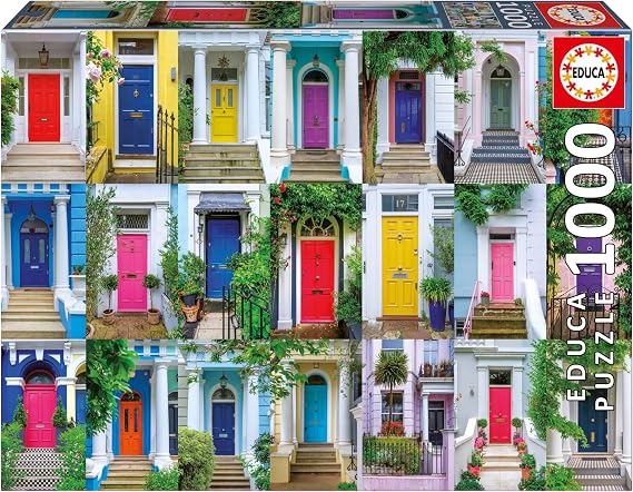 Educa - 1000 Piece Puzzle for Adults | Notting Hill Doors. Includes Glue Fix Puzzle. Measurements: 68 x 48 cm. from 14 Years Old (20177)