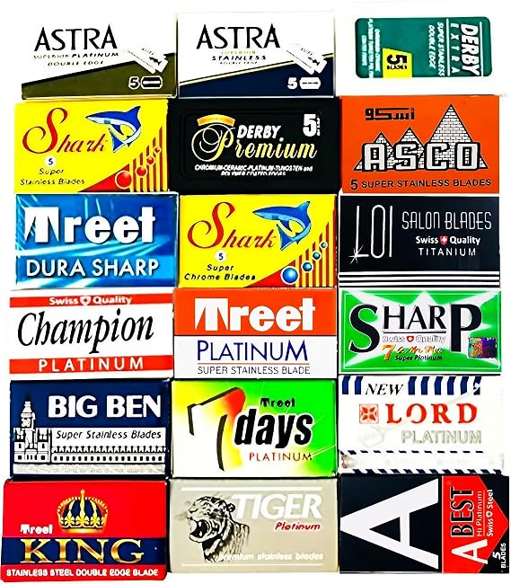 Razor Blades Club 100 Quality Double Edge Razor Blades Sampler (18 different brands)