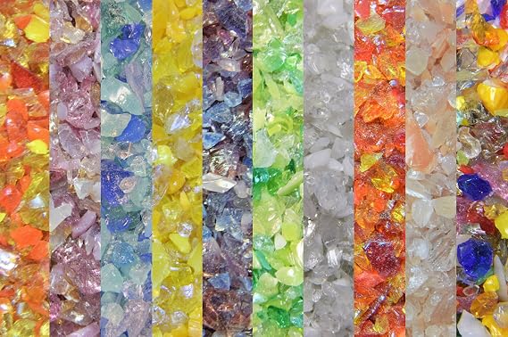 Devardi Glass Lampwork, COE 104 Glass Frit - Mixed Frit Shades Sampler- Powder - 10 one ounce samples