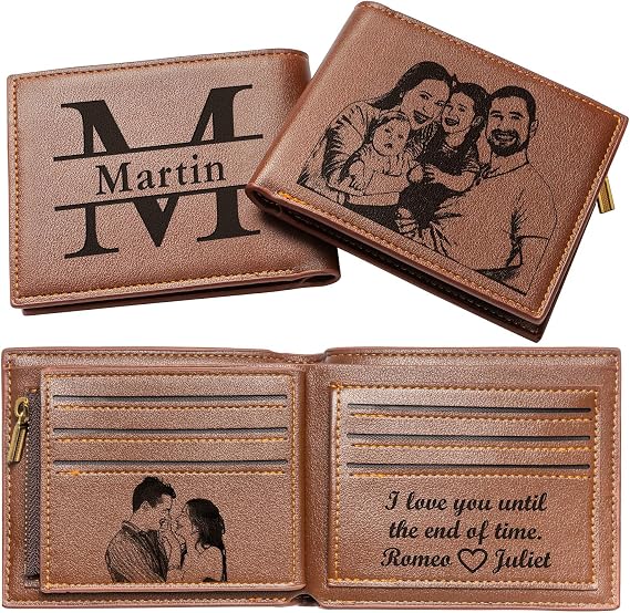 awofer Personalized Wallet for Men Custom Wallets Engraved Wallet for Men Photo Wallets Mens Gifts - Dad Husband Boyfriend Son Gift