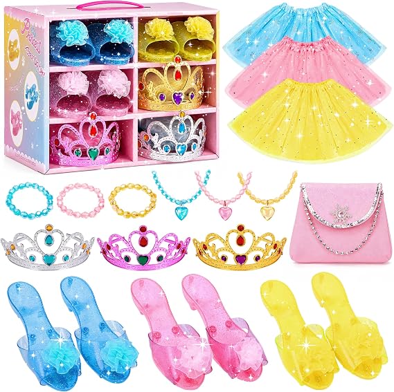 Meland Princess Dress Up Set for Girl Age 3-6 with Her First Heels & Skirts