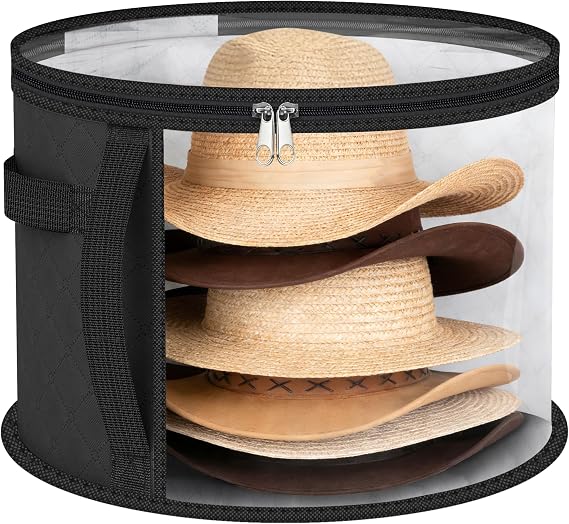 Extra Large Clear Hat Organizer for Travel and Wardrobe,Oversized | Clear Hat Storage Box for Women Men, Holds up to 9 Hats Cowboy Hat Wide Brims Hat Case with Carrying Handles (Grey)