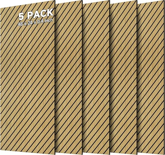 Art Acoustic Panels for Wall,5 Pack Sound Absorbing Panels,47.2 x 23.6 Soundproof Wall Panels,High-Density Acoustic Wall Panels,Decorative Sound Panels with Wood-Look