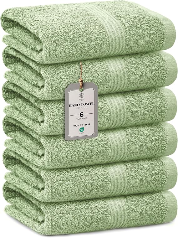 Luxe 6-Piece Towel Set – Soft & Absorbent Cotton, Quick-Drying, Easy Care, 40 x 70 cm, Sage Green