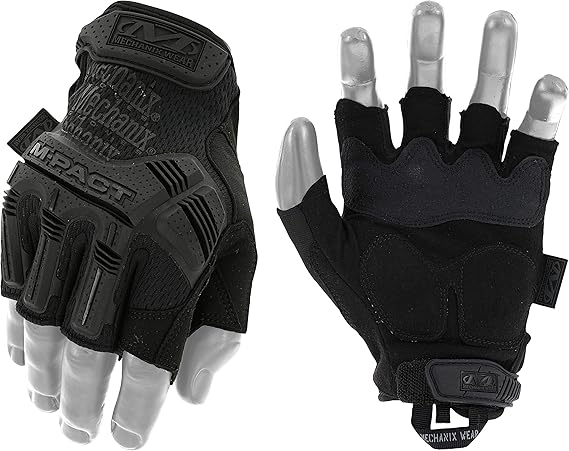 Mechanix Wear - M-Pact Fingerless Covert Gloves (Large, Black) MFL-55-010 | Impact Protection & Vibration Absorption with Heavy Duty Build, Machine Washable for Long-Lasting Use