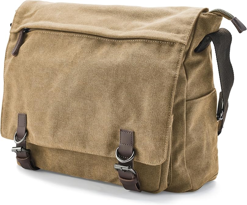 Trendhim Bag Messenger Men's Grey | Canvas Satchel & Laptop Bag made of Durable Materials | Danish Design | Fits a 16 Inch Computer | Ideal for Work and School