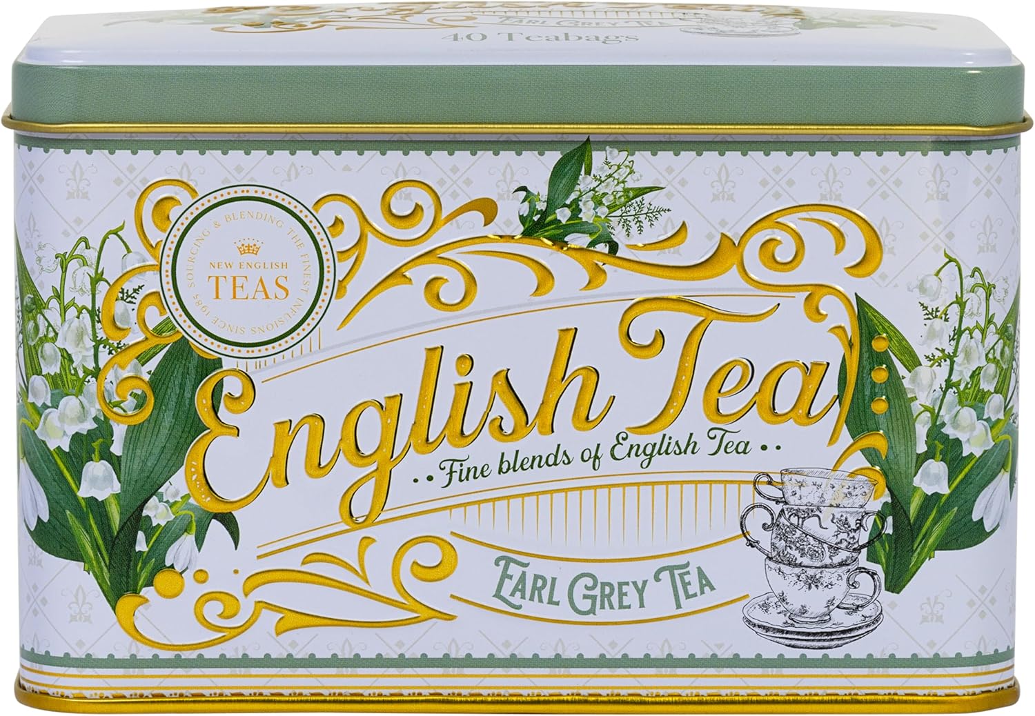 New English Teas Lily of the Valley Tea Tin with 40 Earl Grey Teabags