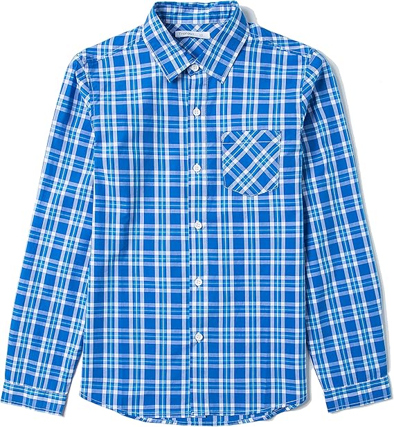 Tronjori Boy's Long Sleeve Button Down Woven Shirt