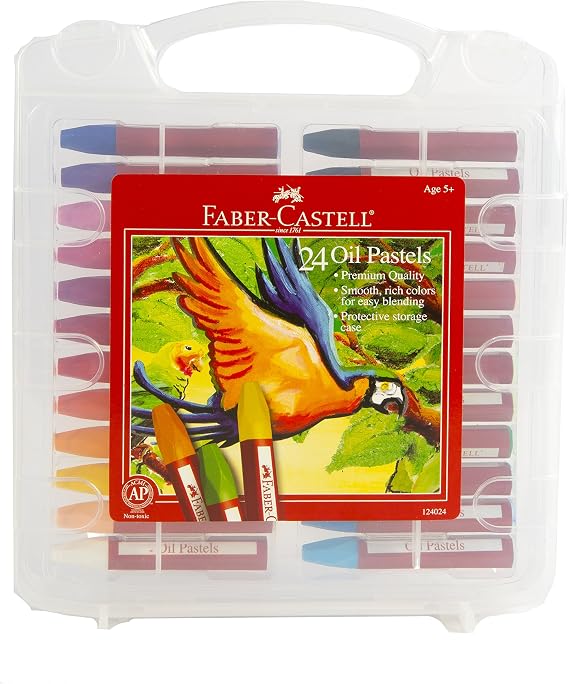 Faber-Castell Blendable Oil Pastels In Durable Storage Case | Back to School Favorites | 24 Vibrant Colors - Non-Toxic Pastels for Kids