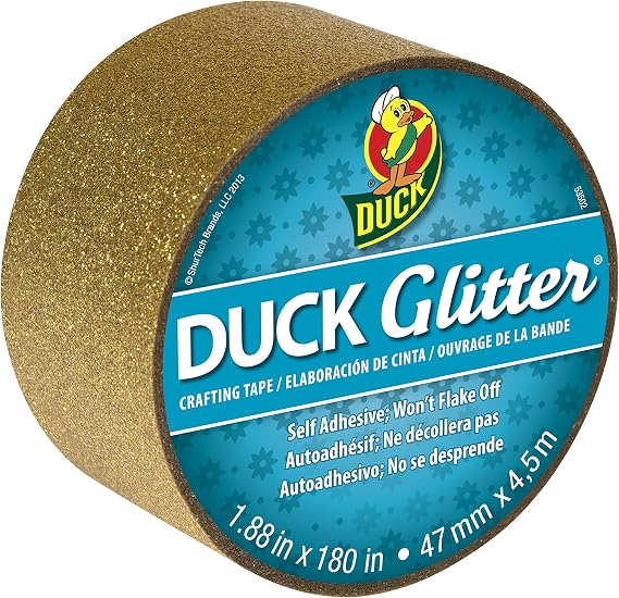 Duck Brand 285443 Glitter Crafting Tape, 1.88-Inch x 5-Yard, Gold, Single Roll