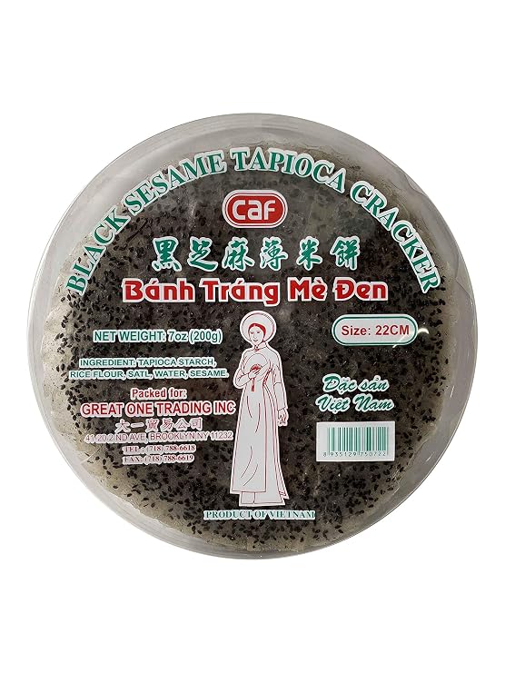 CAF Black Sesame Tapioca Crackers, 7oz, 1 pack
