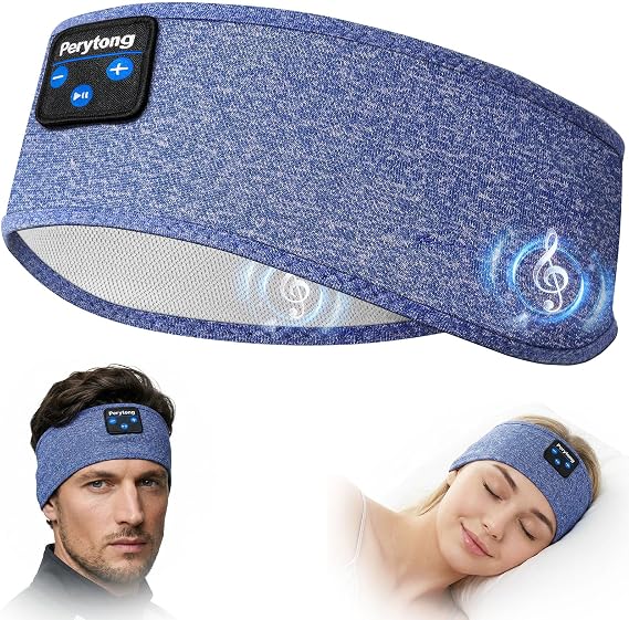 Perytong Sleep Headphones Bluetooth 5.4 Headband, Wireless Sleep Headphones for Side Sleepers - Sleeping Headband with Ultra-Thin Speaker Microphone Handsfree Gift Ideas for Women Men