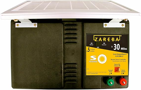 Zareba ESP30M-Z 30-Mile Solar-Powered Low-Impedance Electric Fence Charger