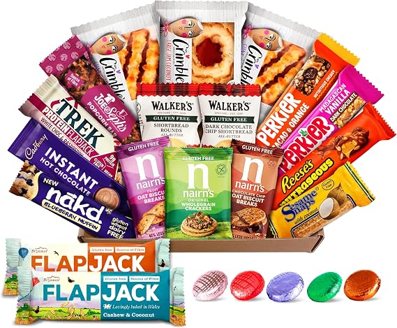 Gluten Free Hamper, Thoughtful Coeliac Gift, Featuring 18 Gluten Free Snacks + 5 Chocolate Creams, The Urban Wellbeing Gift Store