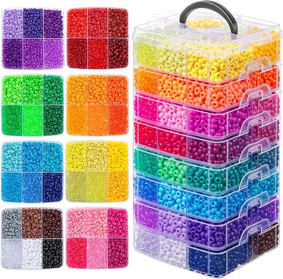Simetufy 10000PCS Pony Beads Bulk, 48 Colors Kandi Bracelet Making Kit
