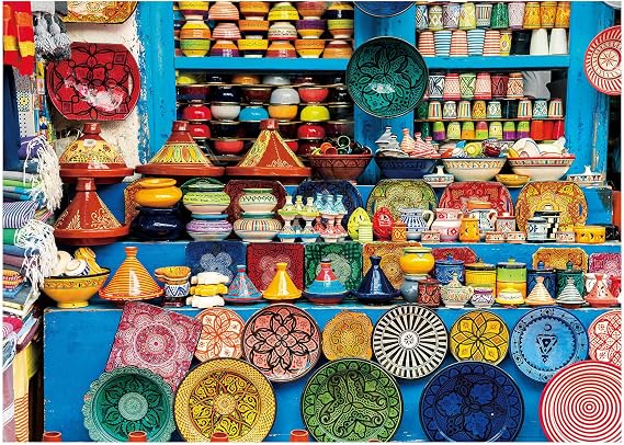 BenBen 1000 Piece Jigsaw Puzzle for Adults, Moroccan Pottery, Jigsaw Puzzle with Letters on Back, Challenging Puzzle for Game Night Home Decor