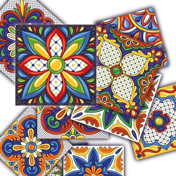 Tink Kendinden Yapışkanlı Karnaval Desenli Pvc Karo, Yapışkanlı Fayans Kaplama, Fayans Çıkartması, Zemin Duvar Karosu 20x20 cm (6 Adet/0,24 m2)