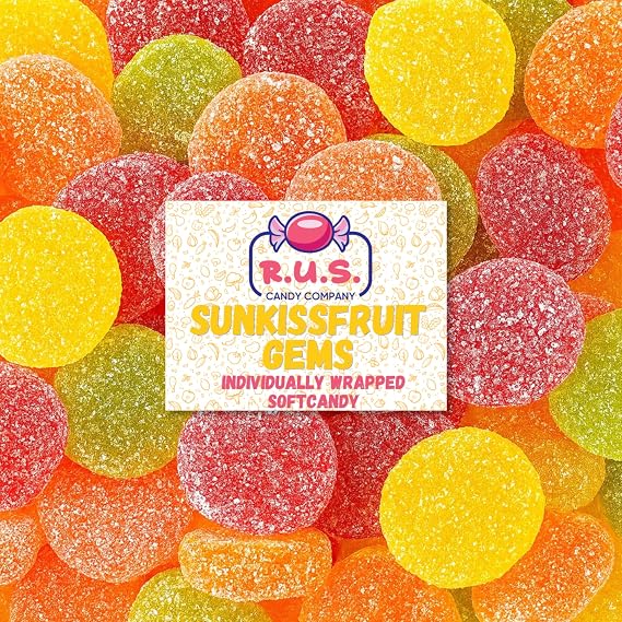 SunkissFruit Gems, 1 Pound Bulk Bag, Fruit Gems, Soft Candy Individually Wrapped (1 Pound)