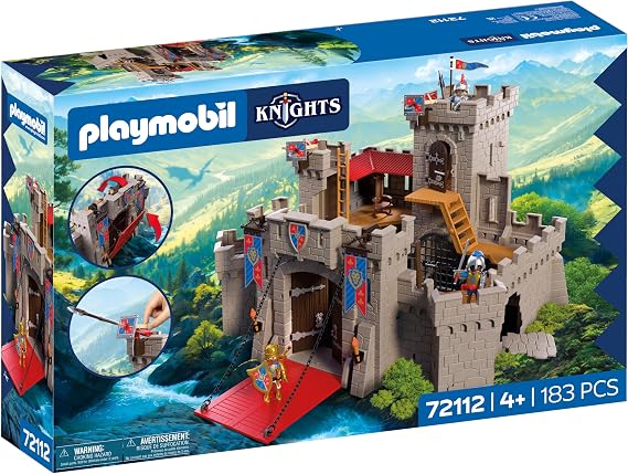 Playmobil | Knights | Large Lion Knights Castle | Castle with Drawbridge, Cannons & Trapdoor | Knights Castle Toy for Children Aged 4+ | 72112
