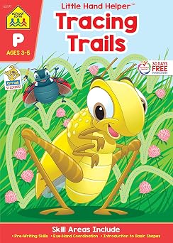 School Zone Tracing Trails Workbook: 32 Pages, Preschool, Pre-Writing, Intro to Shapes, Alphabet, Numbers, Ages 3 to 5 (Little Hand Helper Book Series) Perfect Paperback October 1, 2019