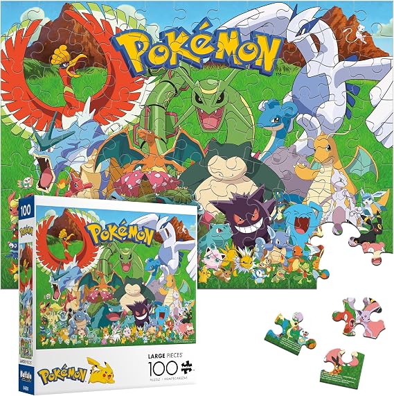 Buffalo Games - Pokemon Fan Favorites - 100 Piece Puzzle for Kids Ages 6-8 | Official Pokemon Licensed, Recycled Board, Finished Size 15 in x 11 in15 in x 11 in, Includes Poster, Giftable