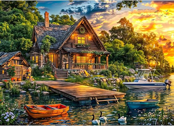 Puzzles 1000 Pieces for Adults jigsaw puzzles for adults 1000 Piece Puzzle Challenging Game for The Whole for Women, Gifts for Men, Theme: Holiday Cottages