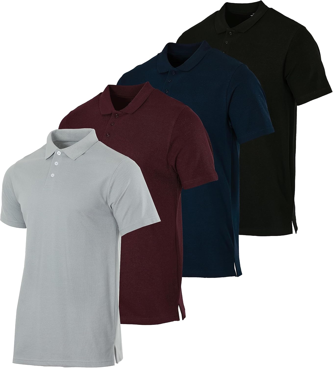 Real Essentials 3 & 4 Pack: Men's Cotton Pique Short Sleeve Polo Shirt - Performance Polo Available in Big & Tall