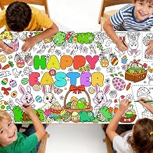 Easter Giant Coloring Tablecloth 75” x 31” Easter Coloring Poster Jumbo Paper Banner Crafts for Kids DIY Painting Drawing Banner/Tablecloth for School, Spring Theme Parties, Wall Decor