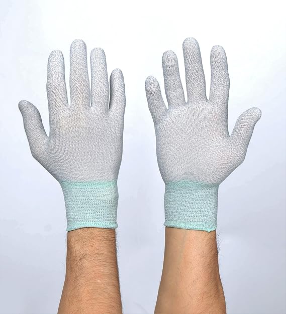 100 pairs ESD Anti-Static perfect fit Gloves,High Resistance Carbon Fiber for PC, Electronic, Phone, Repair(Size:S)