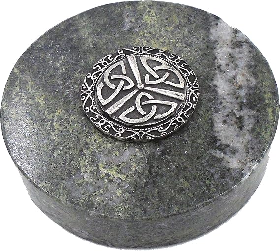 Genuine Irish Connemara Marble/ Mullingar Pewter Paperweight "Trinity"