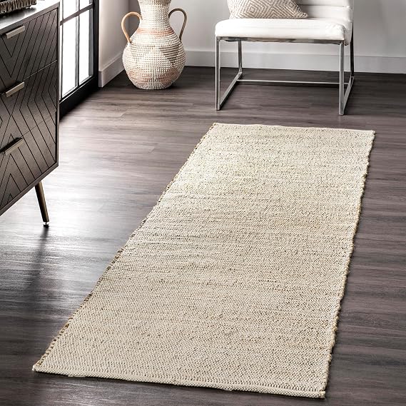 nuLOOM Elfriede Natural Solid Flatweave Runner Rug, 2' x 6'
