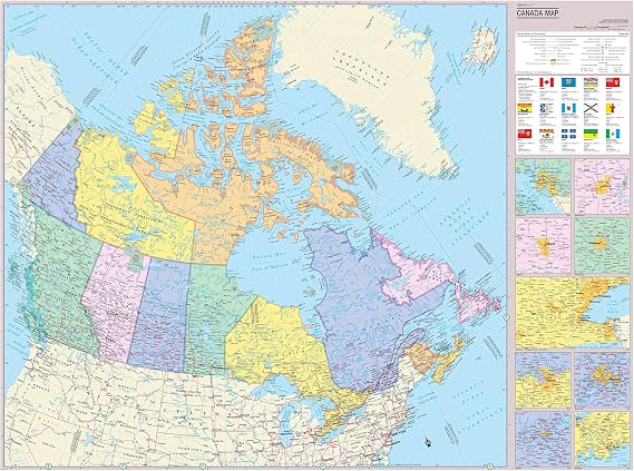 Cool Owl Maps Canada Wall Map Poster (Laminated 32x24)