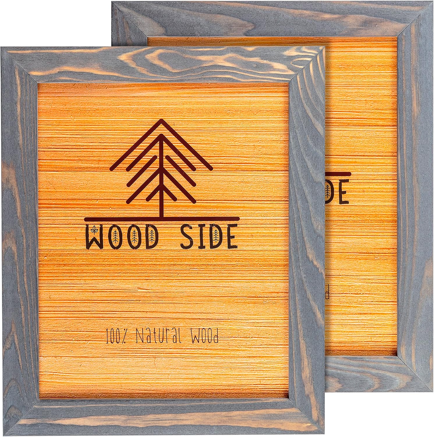 8.5 x 11 Wooden Rustic Picture Frames, Set of 2 for Diploma Documents and Certificates Wall Mount and Desktop - Natural Wood Photo Frame, Grey